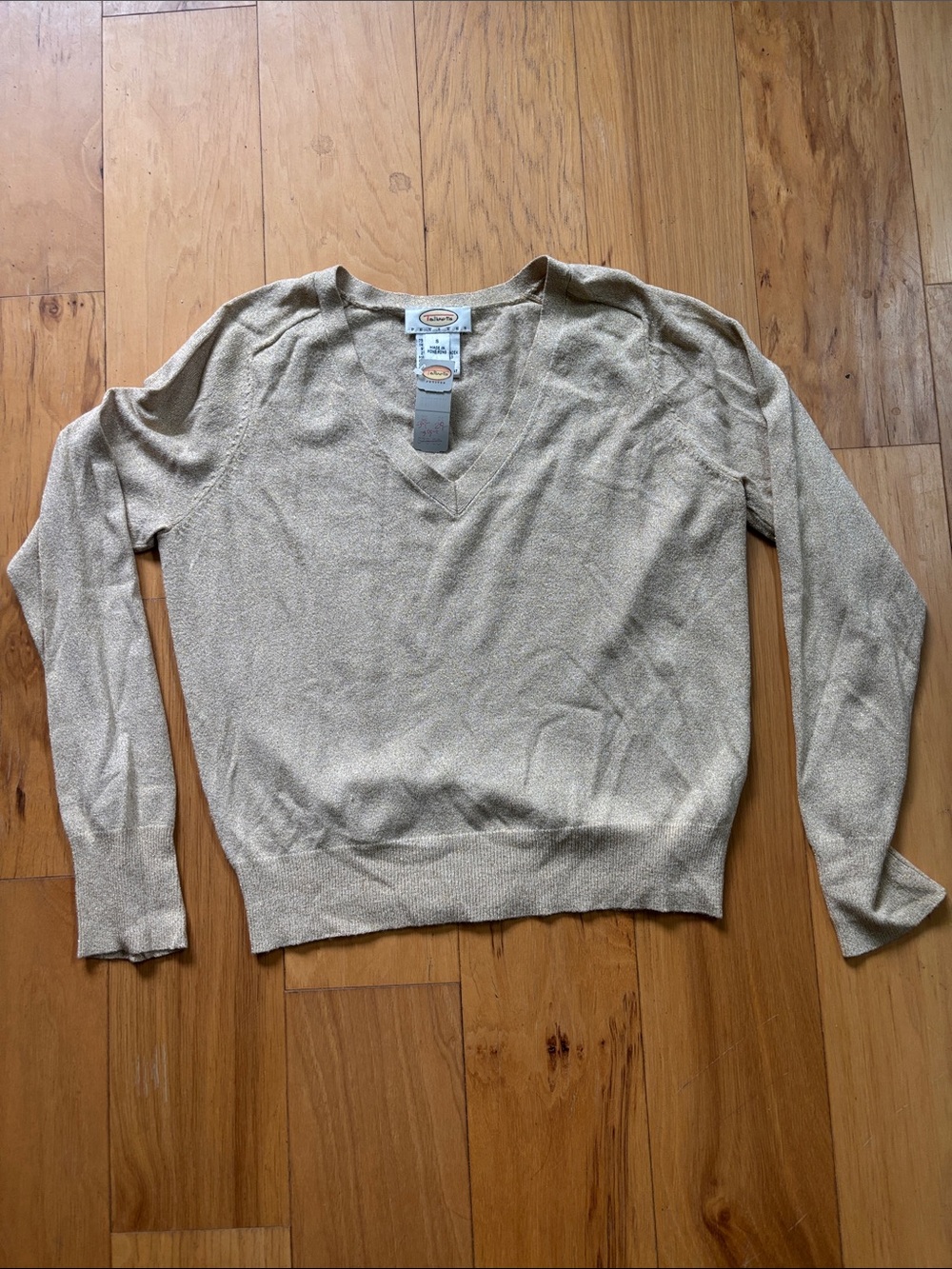 Talbots cream/ gold sweater size petite small.